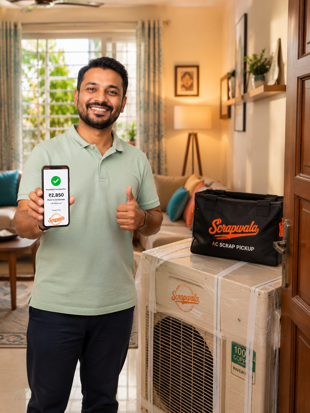 Happy customer after selling old AC to ScrapWala
