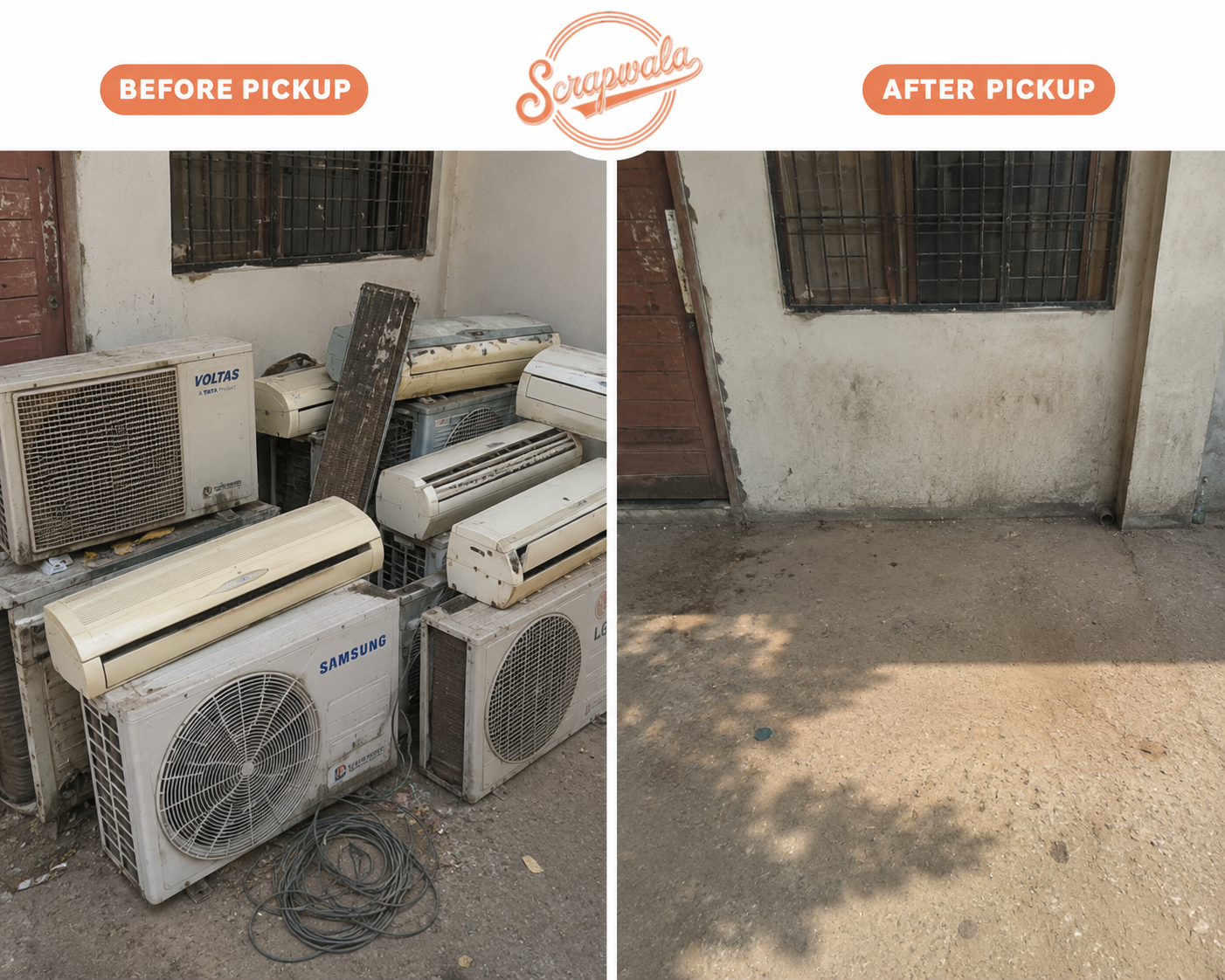 Before and after AC pickup at customer site